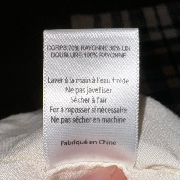 Lush Linen Blend Ivory Tuxedo Inspired Vest Mini Dress with Tie Back Size Large - Picture 3 of 6